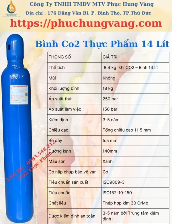 Bình Khí Co2 14 Lít