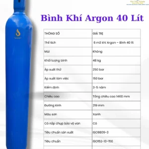 Thông Số Bình Argon 40 Lit