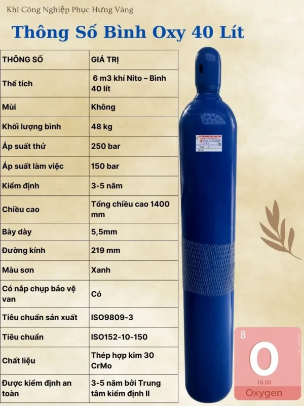 Thông Số Bình Oxy 40 Lít