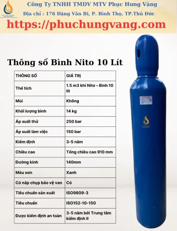 Sản Phẩm Bình Khí Nito 10 lít